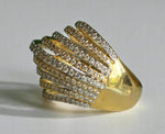 Load image into Gallery viewer, Diamond Wave Lines Band Ring, 14K Solid Gold, Natural Diamond, Two-toned Cocktail Ring, Multiple Lines  Statement Band, Gift For Her
