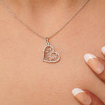 Load image into Gallery viewer, Heart Natural Diamond Pendan: 14k Solid Gold Filigree Openwork Love Necklace, IGI Certified, Ready To Ship
