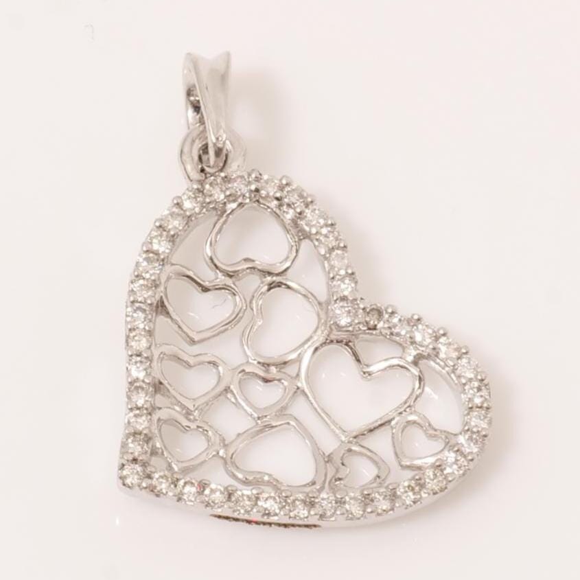 Heart Natural Diamond Pendan: 14k Solid Gold Filigree Openwork Love Necklace, IGI Certified, Ready To Ship