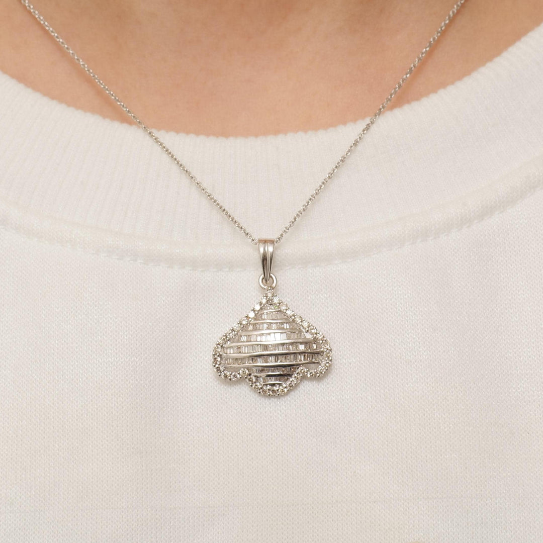 Flower Petal Pendant Necklace, 14k Solid Gold, Natural Diamonds, Illusion Pendant, Minimalist Layering Jewelry, Ready To Ship, IGI Certified