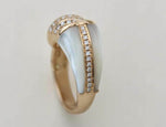 Load image into Gallery viewer, Mother of Pearl Diamond Ring, 14k Solid Gold, Natural Diamonds, Shell Shaped Ring, Swirl Diamond Ring, Statement Cocktail Ring, Gift For Her
