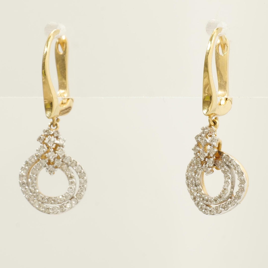 Circle Diamond Drop Huggie Earrings, 14k Solid Gold, Natural Diamonds, Statement Cocktail Earrings, Everyday Jewelry, Gift for Her