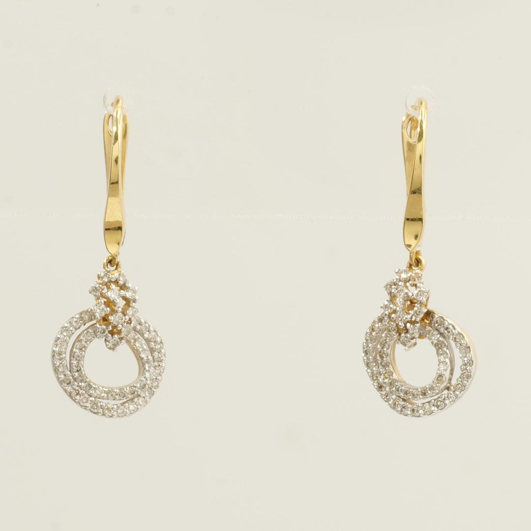 Circle Diamond Drop Huggie Earrings, 14k Solid Gold, Natural Diamonds, Statement Cocktail Earrings, Everyday Jewelry, Gift for Her