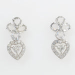 Load image into Gallery viewer, Floral Heart Halo Diamond Studs, 14k Solid Gold, Natural Diamonds, White Sapphire Gemstone Earrings, Statement Jewelry, Bridal Cocktail Stud
