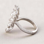 Load image into Gallery viewer, Peacock Feather Diamond Ring, 14k Solid Gold, Rosecut Natural Diamonds, Cocktail Statement Ring, Bold Cluster Ring, Gift For Her
