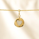 Load image into Gallery viewer, Heart Disc  Diamond Charm, 14k Solid Gold, Natural Diamonds, Pave Set Heart Charm, Everyday Layering Charm, Minimalist Jewelry, Gift for Her
