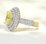 Load image into Gallery viewer, Yellow Sapphire Statement Diamond Ring, Gemstone Cocktail Ring, 14k Solid Gold, Natural Diamonds, Double Halo Birthstone Rings, Gift For Her
