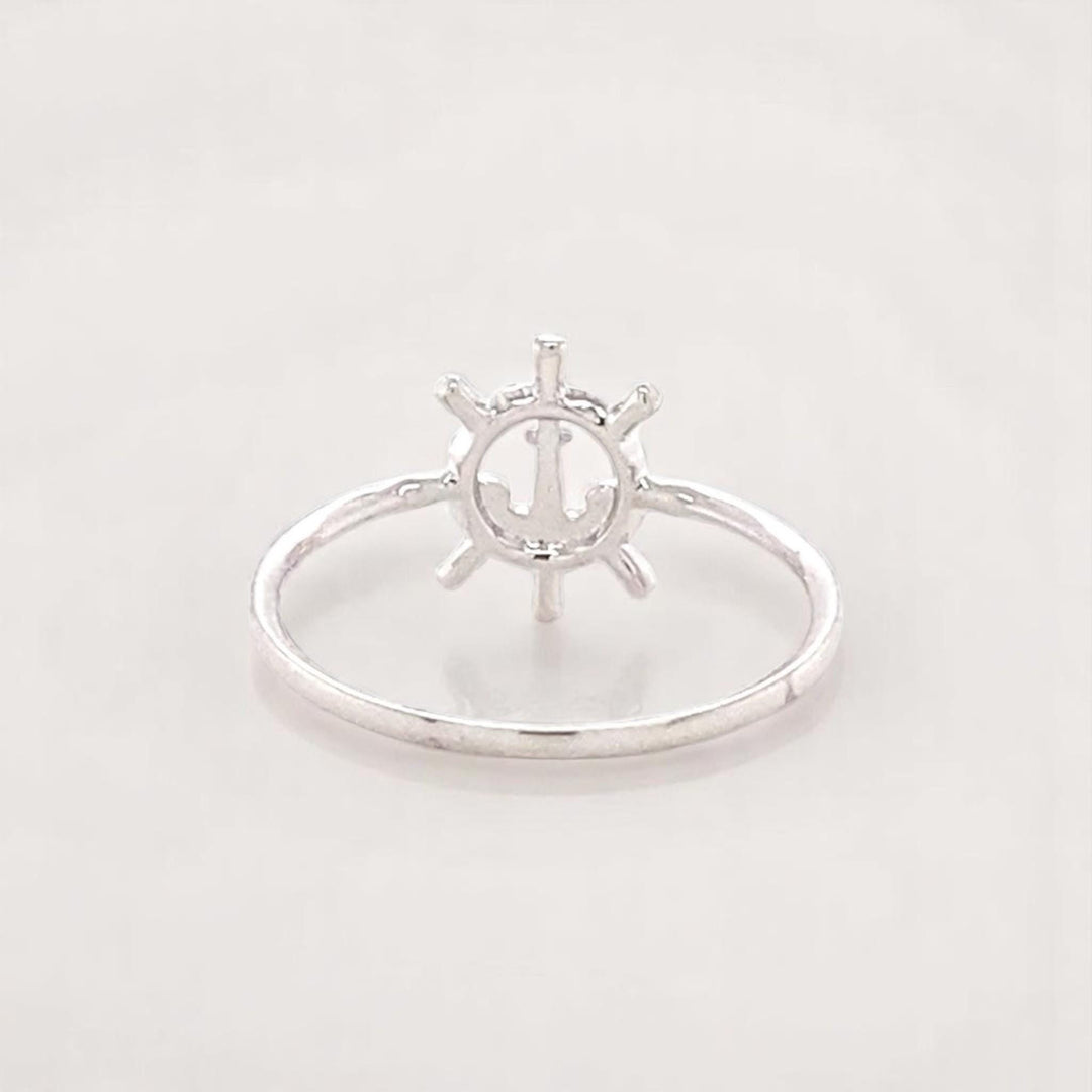 Anchor Wheel Diamond Ring, 14k Solid Gold, Natural Diamonds, Everyday Stackable Jewelry, Ready To Ship, Women's Day Gift