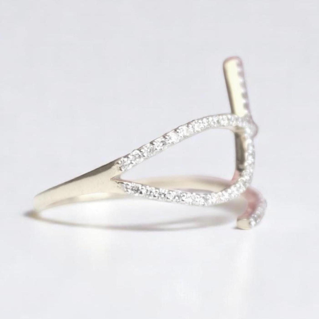 Criss Cross Diamond Ring, 14k Solid Gold, Natural Diamonds, Everyday Jewelry, Minimalist Stacking Ring, Ready To Ship