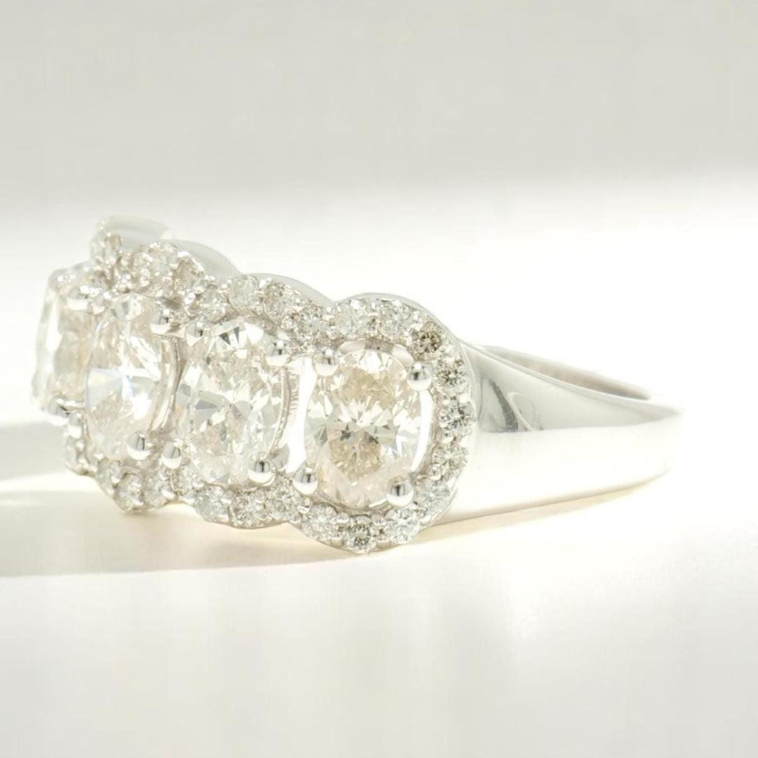 Oval Halo Diamond Band Ring, 14k Solid Gold, Natural Diamonds, Eternity Wedding Band, Statement Bridal Ring, Ready To Ship, IGI Certified