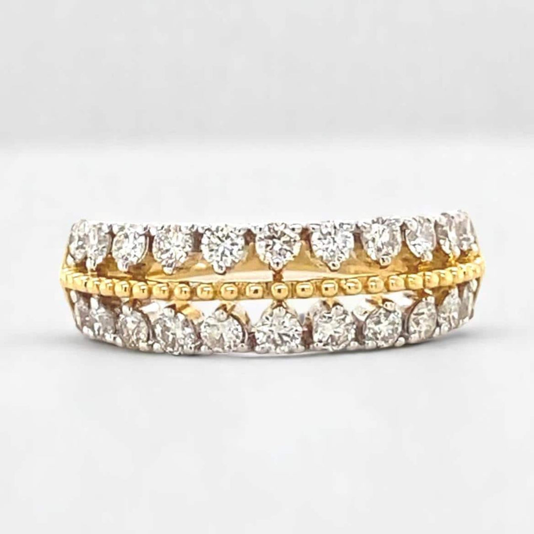 Diamond Ring In 14k Solid Gold, Natural Diamonds, Dual Tone Ring, Ready To Ship, Women&#39;s Day Gift