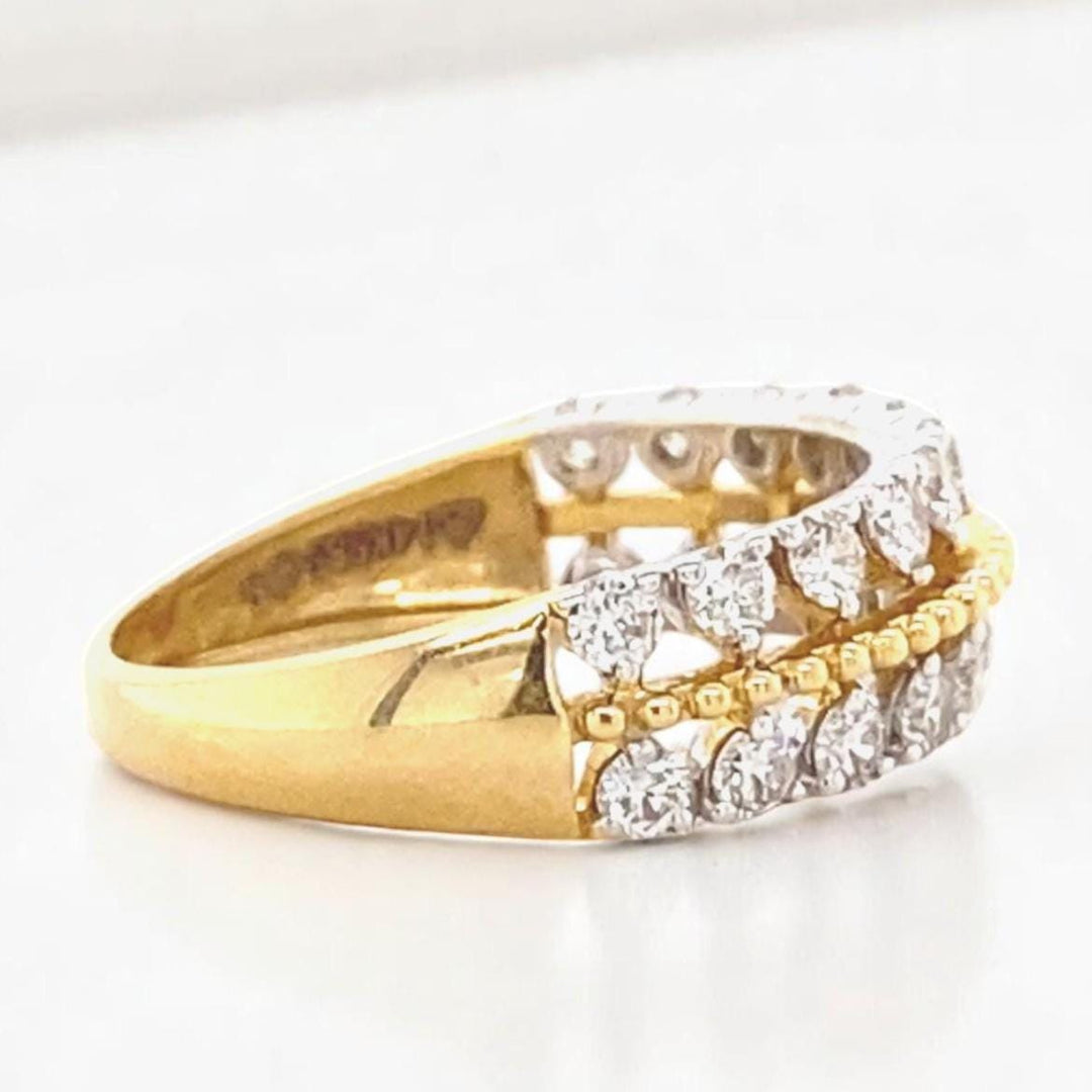 Diamond Ring In 14k Solid Gold, Natural Diamonds, Dual Tone Ring, Ready To Ship, Women&#39;s Day Gift