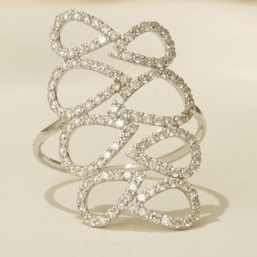 Pear Loop Cascade Diamond Ring, 14k Solid Gold Ring, Cocktail Diamond Ring, Natural Diamond, Statement Ring, Ready To Ship, Women&#39;s Day Gift