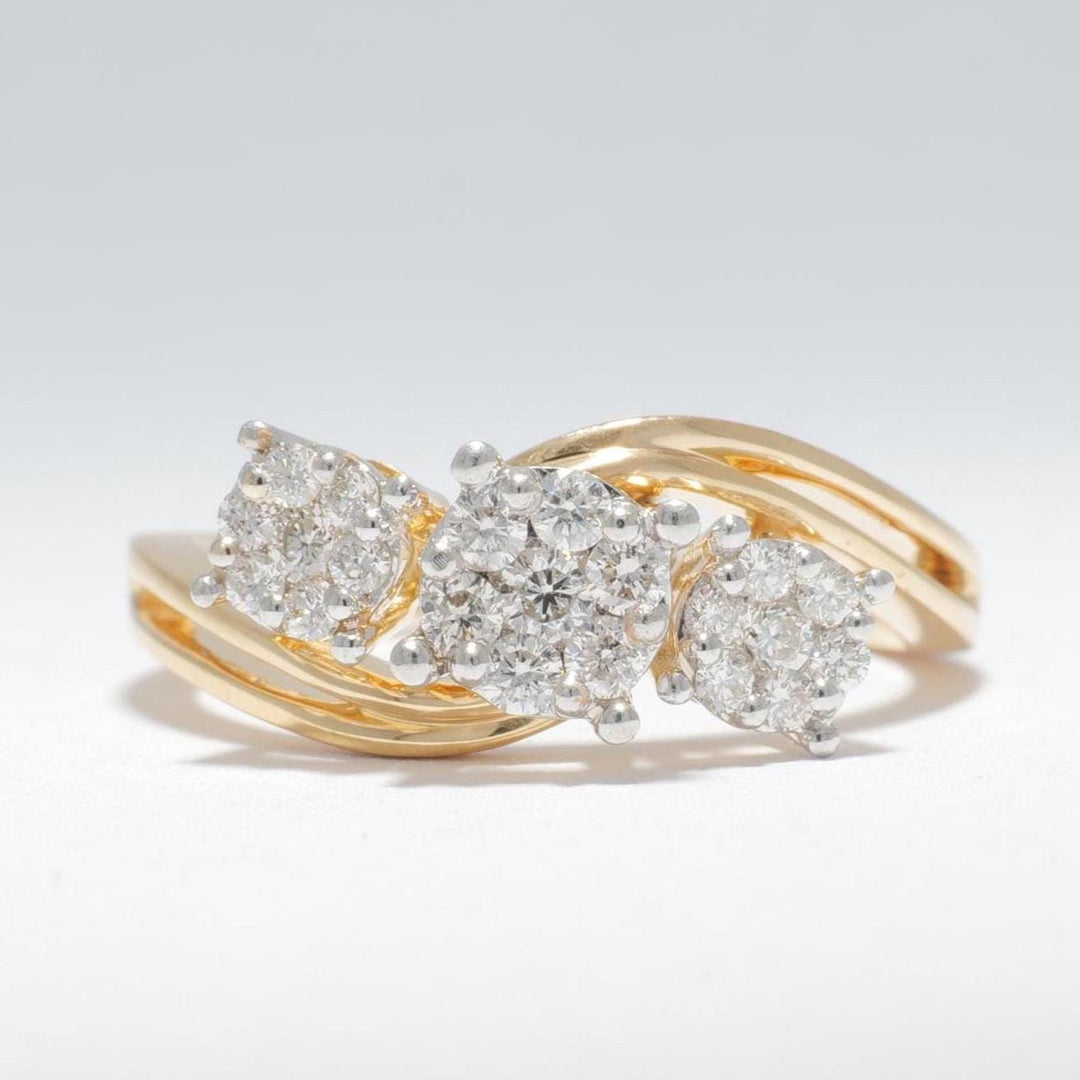 Three Stone Diamond Ring in 14K Solid Gold, Illusion Setting Trinity Wedding Band, Natural Diamonds, Ready To Ship, Women&#39;s Day Gift