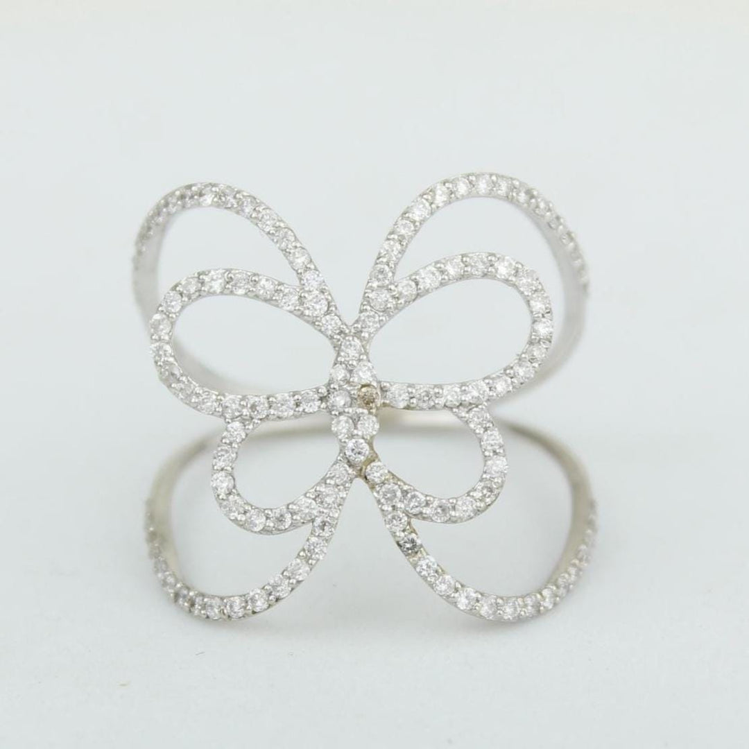 Butterfly Loop Diamond Ring, 14k Solid Gold, Natural Diamonds, Everyday Statement Ring, Animal Jewelry, Ready To Ship