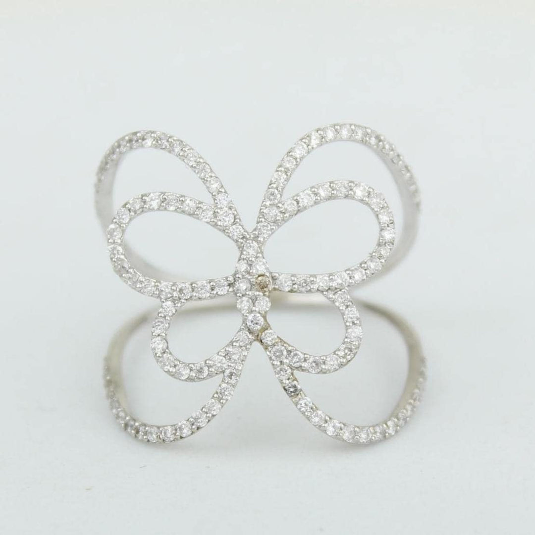Butterfly Loop Diamond Ring, 14k Solid Gold, Natural Diamonds, Everyday Statement Ring, Animal Jewelry, Ready To Ship