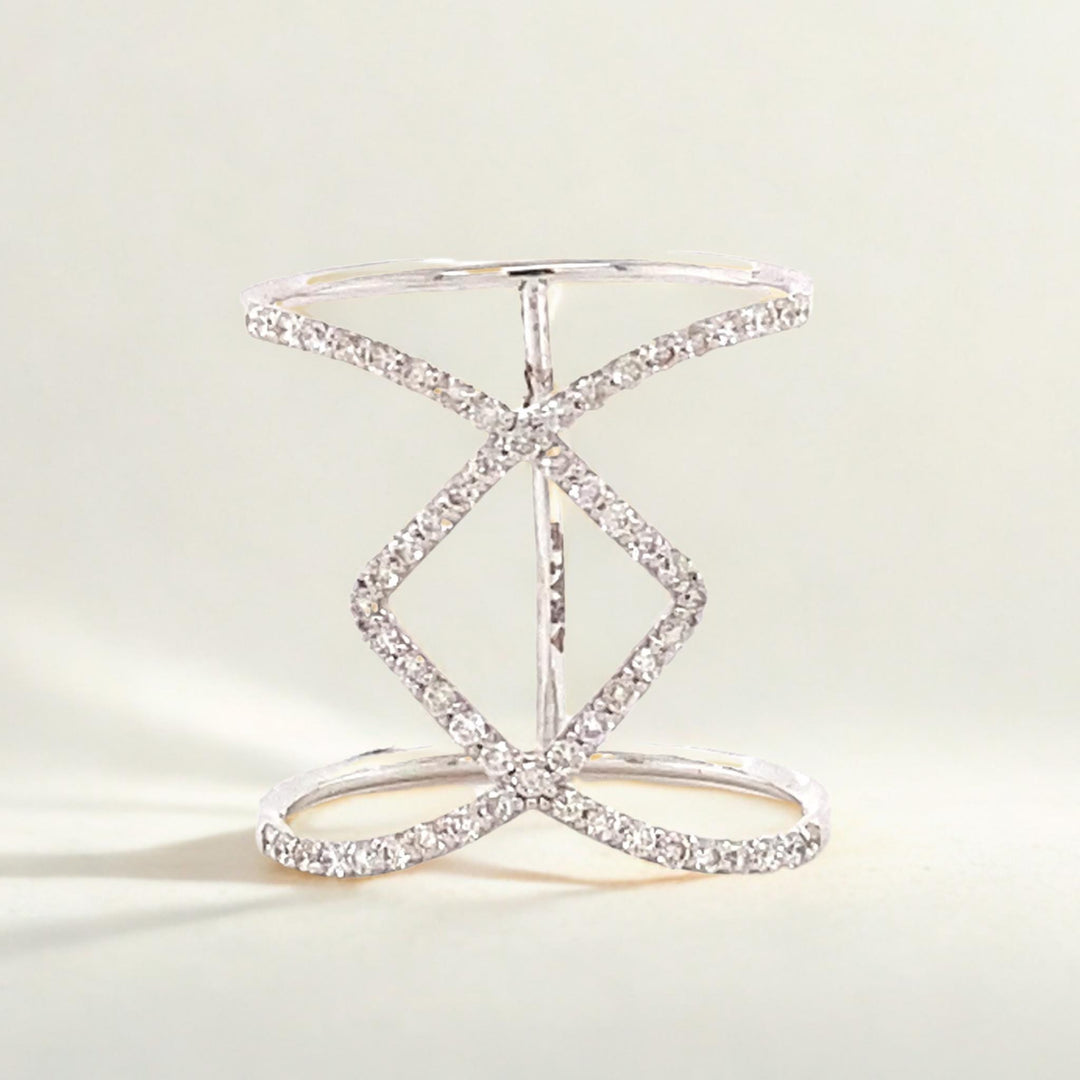 Criss Cross Diamond Ring, 14k Solid Gold, Natural Diamonds, Everyday Wear Jewelry, Ready To Ship, Women&#39;s Day Gift