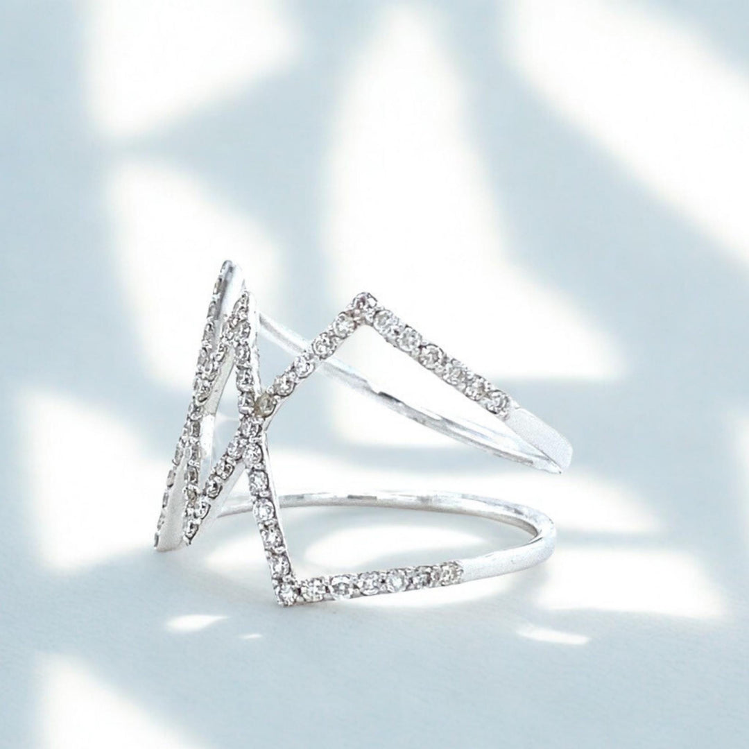 Criss Cross Diamond Ring, 14k Solid Gold, Natural Diamonds, Everyday Wear Jewelry, Ready To Ship, Women&#39;s Day Gift