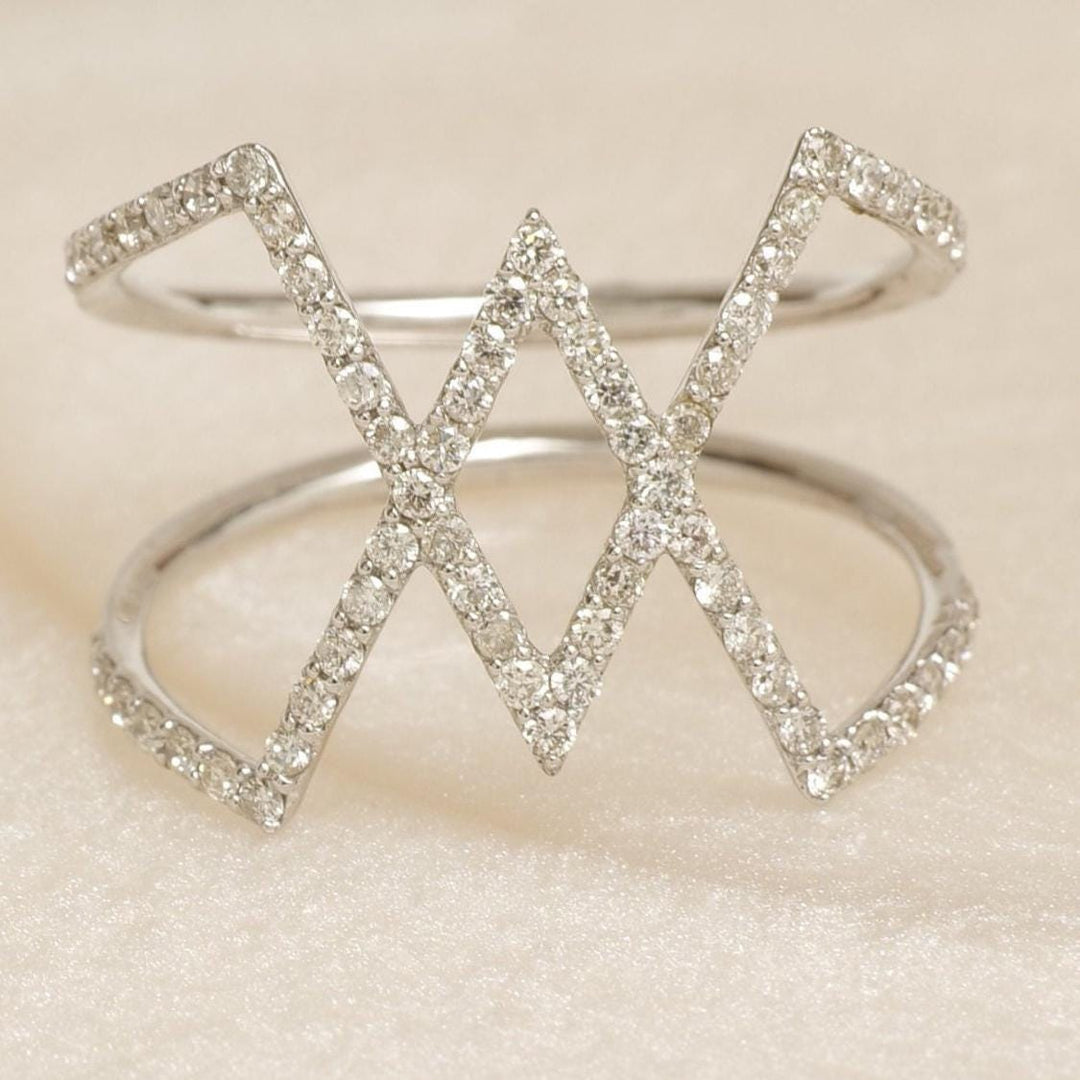 Criss Cross Diamond Ring, 14k Solid Gold, Natural Diamonds, Everyday Wear Jewelry, Ready To Ship, Women&#39;s Day Gift