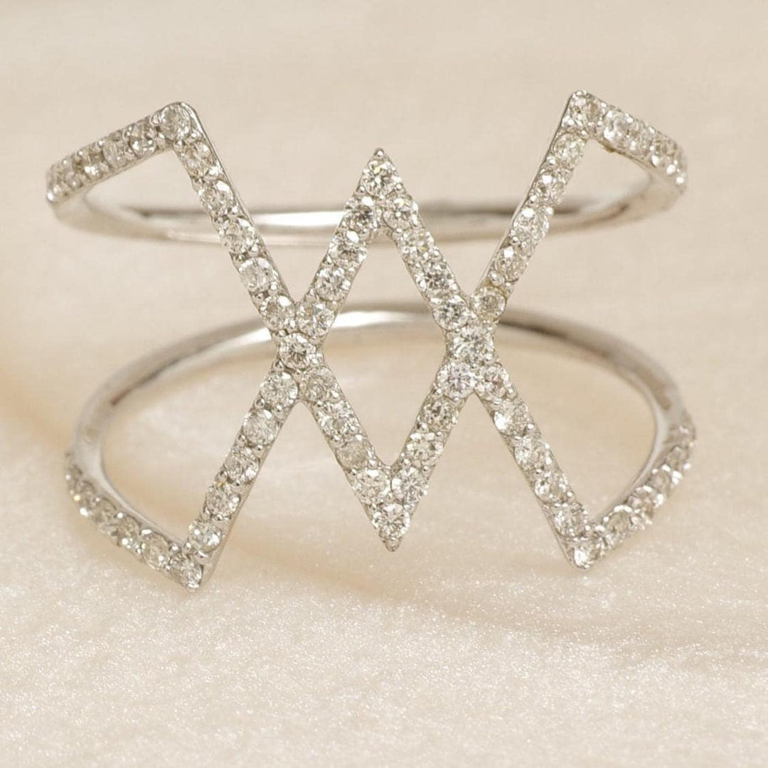 Criss Cross Diamond Ring, 14k Solid Gold, Natural Diamonds, Everyday Wear Jewelry, Ready To Ship, Women&#39;s Day Gift