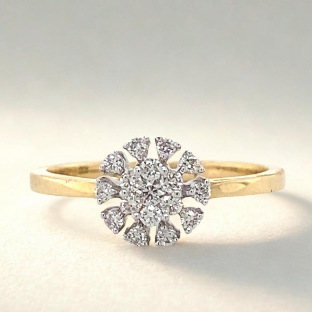 Flower Clustered Natural Diamond Ring: 14k Solid Gold Proposal Jewellery, Certified Jewelry, Ready To Ship,