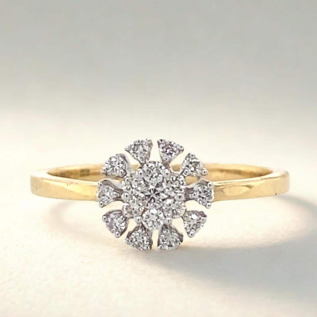 Clustered Diamond Ring In 14k Solid Gold, Natural Diamonds, Dual tone, Ready To Ship, Women&#39;s Day Gift