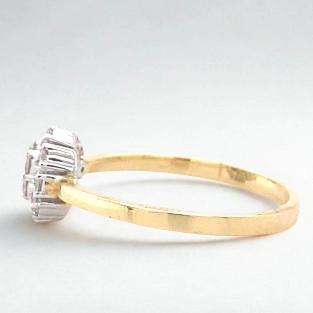 Clustered Diamond Ring In 14k Solid Gold, Natural Diamonds, Dual tone, Ready To Ship, Women&#39;s Day Gift