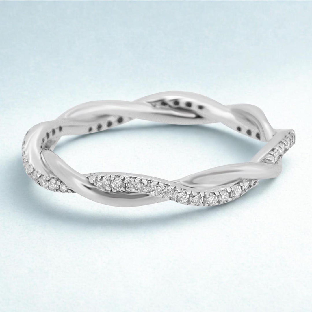 Diamond Eternity Band in 14k Solid Gold, Twisted Rope Diamond Band, Natural Diamonds, Ready To Ship, Women&#39;s Day Gift