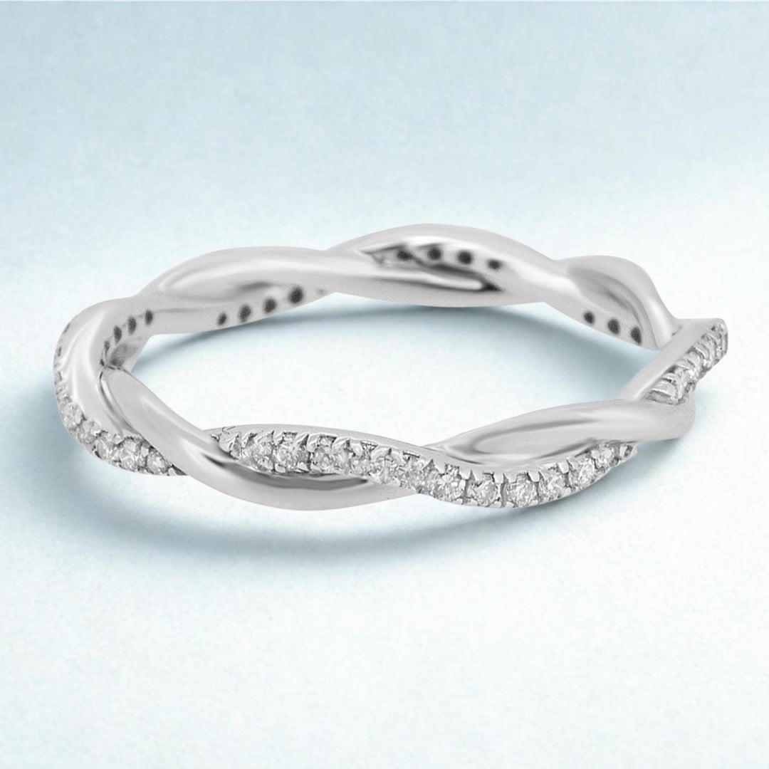Diamond Eternity Band in 14k Solid Gold, Twisted Rope Diamond Band, Natural Diamonds, Ready To Ship, Women&#39;s Day Gift