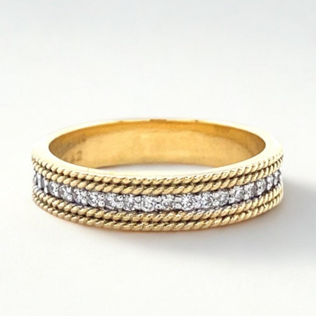 Round Diamond Band Ring in 14k Solid Gold, Supporting Diamond Band,  Natural Diamonds, Promise Ring, Ready To Ship, Women&#39;s Day Gift