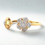 Load image into Gallery viewer, Flower diamond open ring, Dual Tone Cuff Ring, 14k Solid Gold, Natural Diamonds, Ready To Ship, Women&#39;s Day Gift
