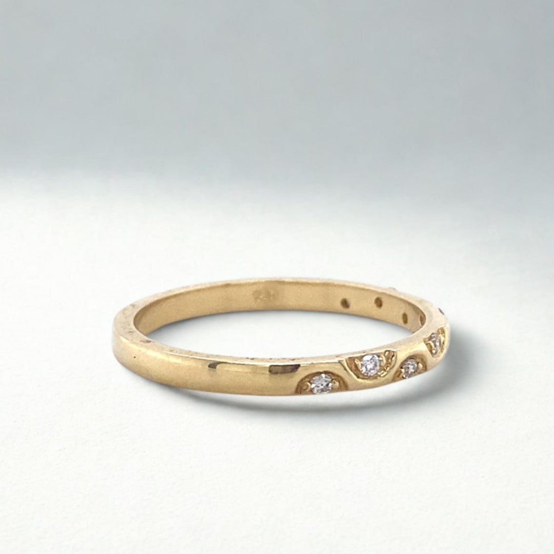 Crescent Diamond Band Ring, 14k Solid Gold, Supporting Band Ring, Natural Diamonds, Stackable Everyday Ring, Ready To Ship, Women&#39;s Day Gift