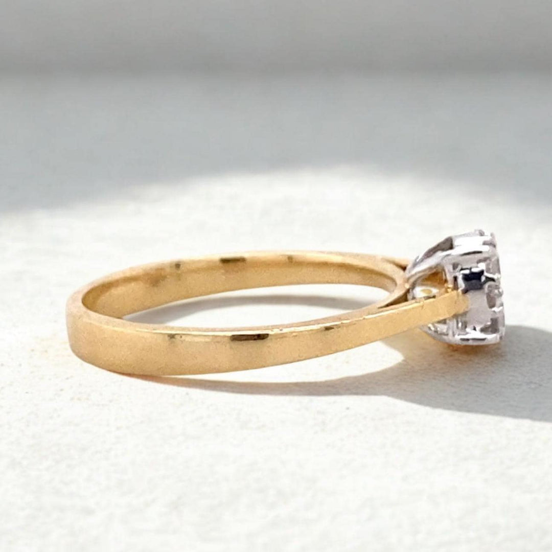 Clustered Natural Diamond Illusion Ring: 14k Solid Gold Dual Tone Proposal Jewellery, Ready To Ship, Certified Jewelry