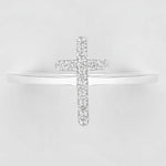 Load image into Gallery viewer, Cross Diamond Ring, 14k Solid Gold, Natural Diamonds, Minimalist Religious Ring, Handmade Dainty Cross Band, Ready To Ship
