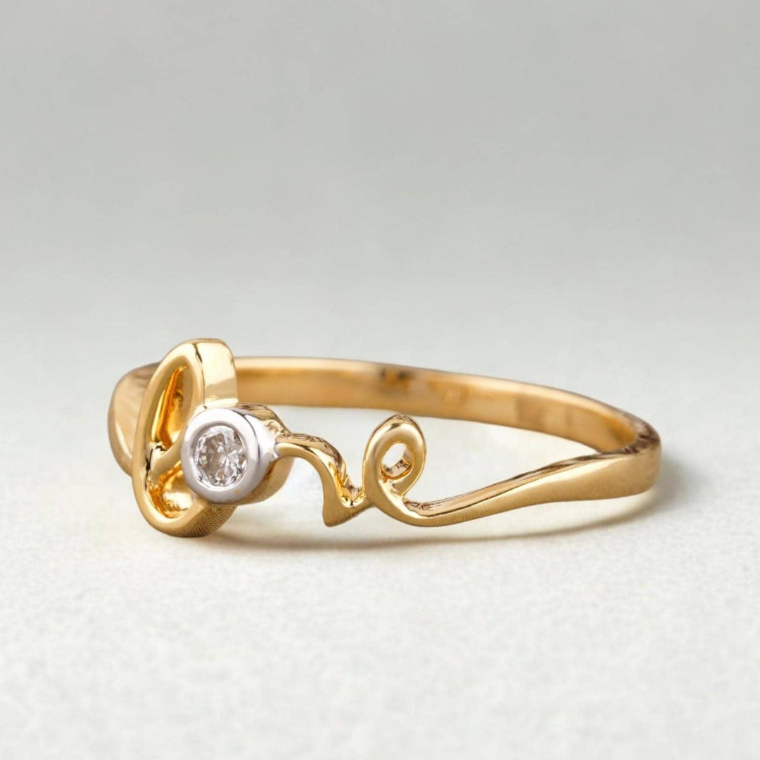 Diamond Love Ring In 14K Solid Gold, Proposal Ring With Natural Diamonds, Ready To Ship, Women's Day Gift