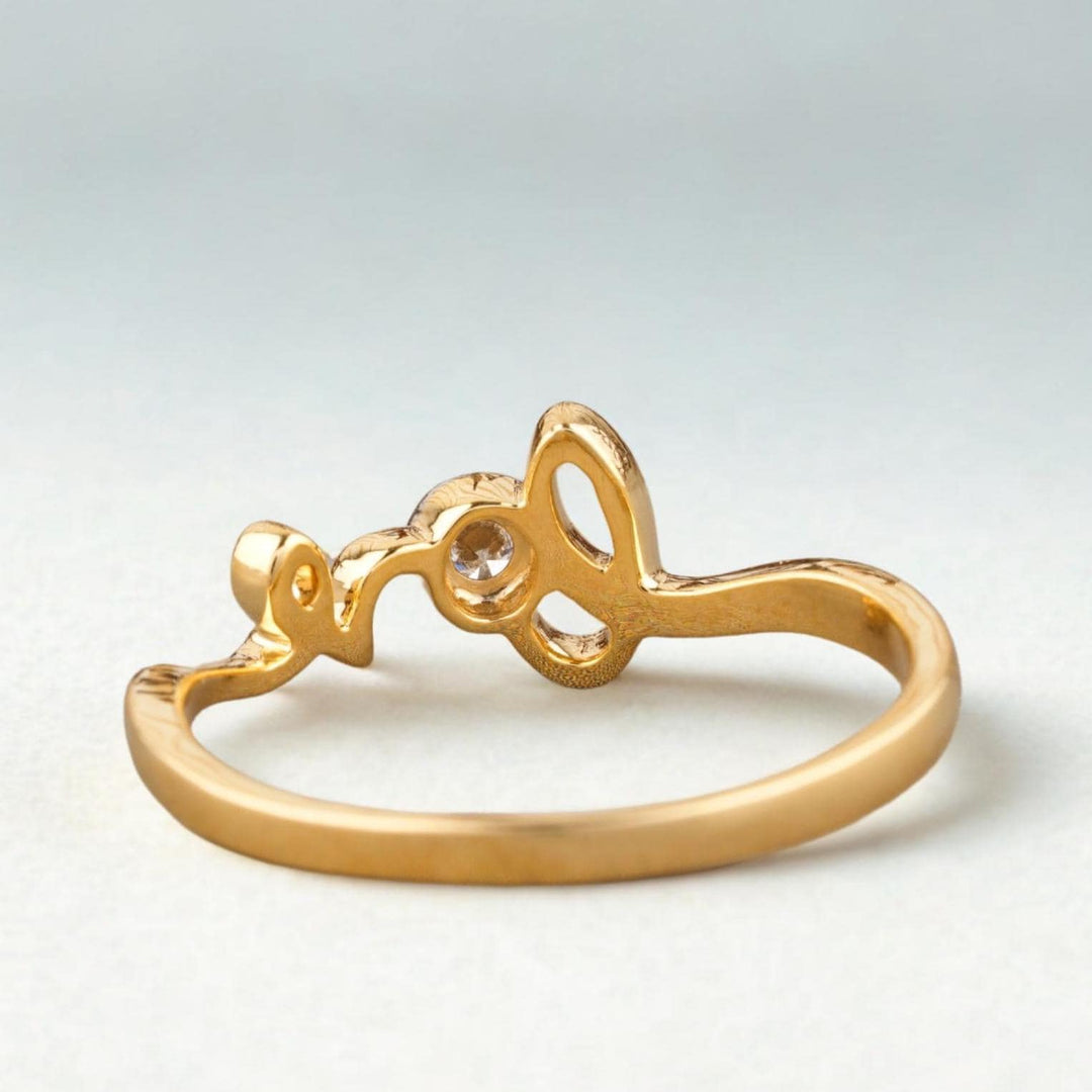 Diamond Love Ring In 14K Solid Gold, Proposal Ring With Natural Diamonds, Ready To Ship, Women's Day Gift