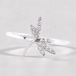 Load image into Gallery viewer, Dragonfly Diamond Ring, 14k Solid Gold, Natural Diamonds, Animal Ring, Everyday Minimalistic Jewelry, Ready To Ship

