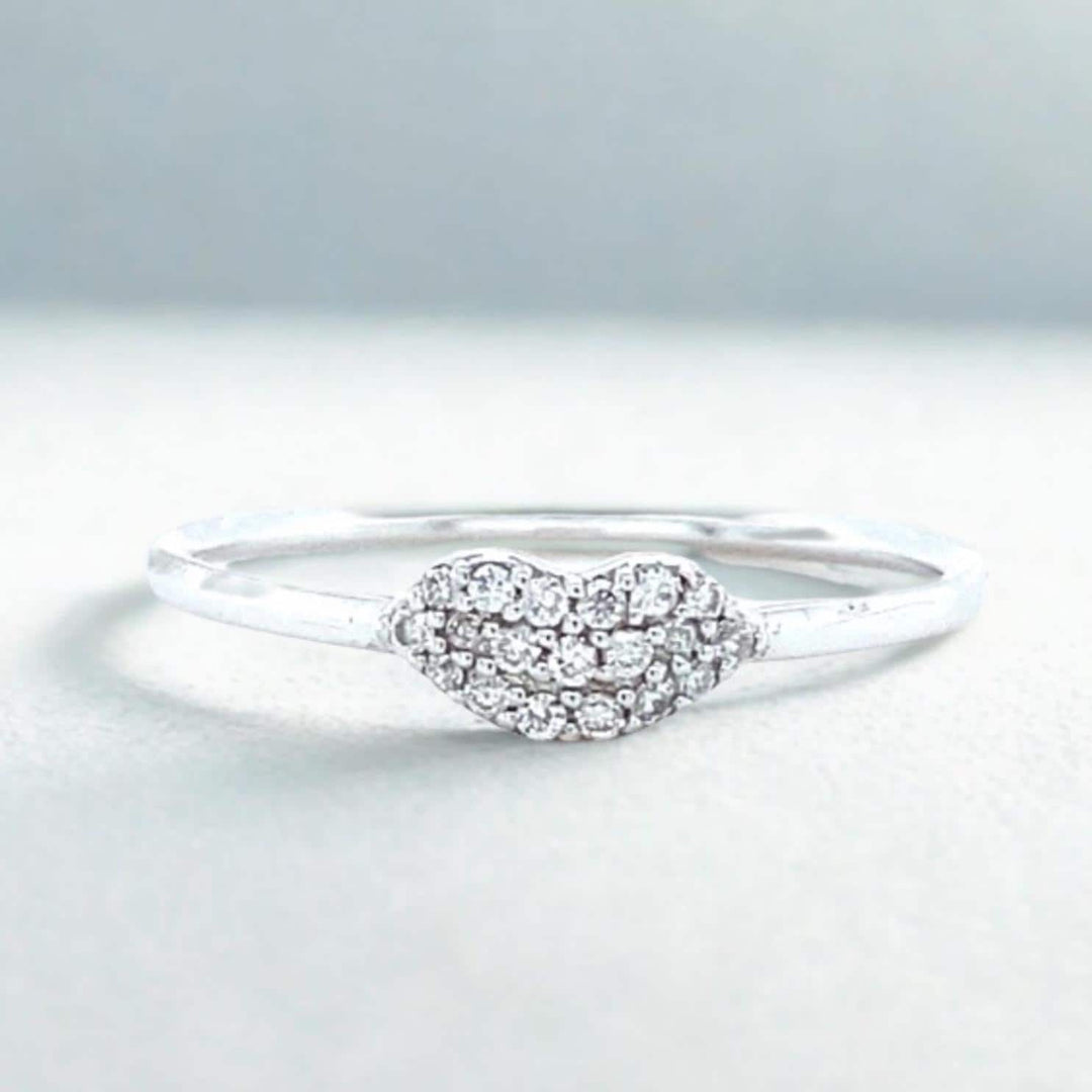 Heart Diamond Ring, 14k Solid Gold, Natural Diamonds, Proposal Ring, Everyday Wear Stackable Jewelry, Ready To Ship, Women&#39;s Day Gift