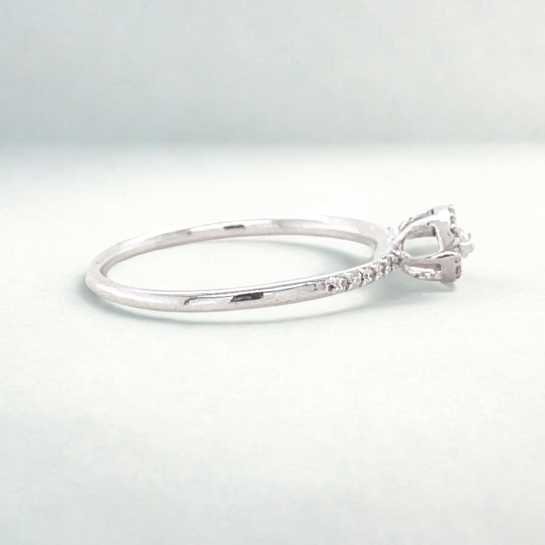 Marquise Natural Diamond Proposal Ring; 14K Solid Gold Halo Stackable Jewellery, Certified Jewelry, Ready To Ship