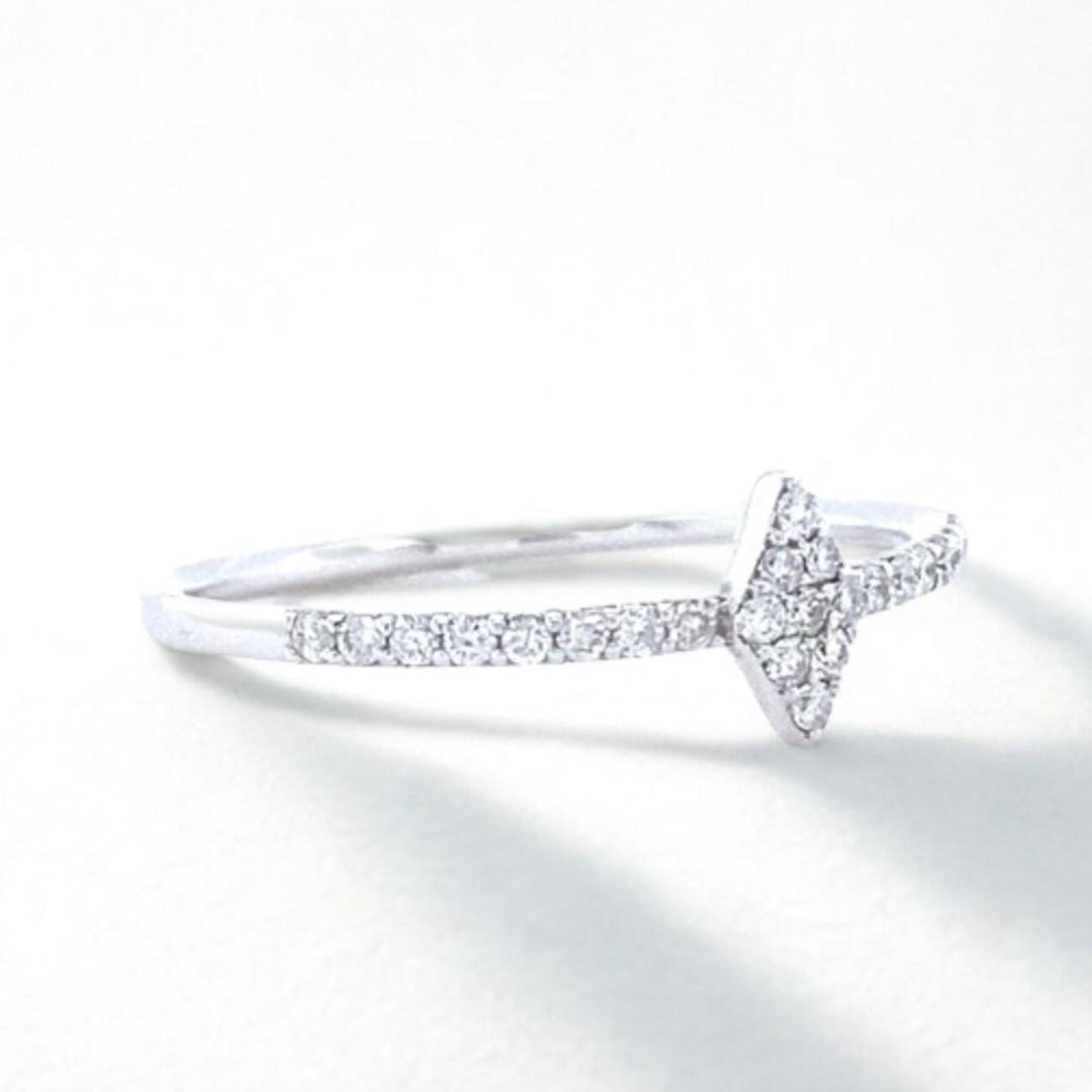 Rhombus Diamond Ring, 14k Solid Gold, Natural Diamonds, Stackable Ring, Everyday Geometric Jewelry, Ready To Ship, Women&#39;s Day Gift