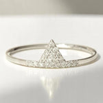 Load image into Gallery viewer, Triangle Diamond Ring, 14k Solid Gold, Natural Diamonds, Stackable Minimalist Ring, Everyday Geometric Jewelry, Certified Jewelry
