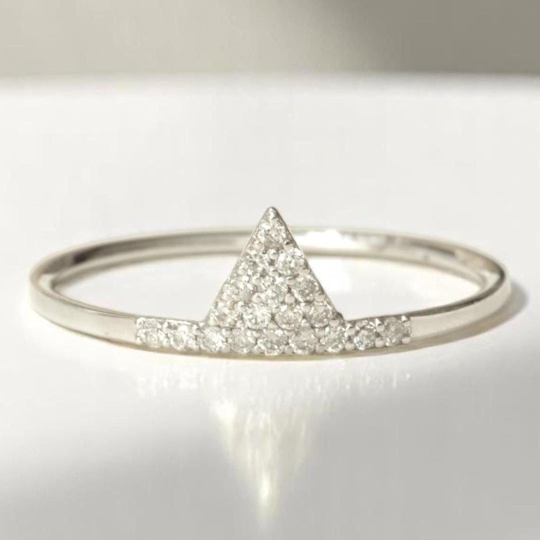 Triangle Diamond Ring, 14k Solid Gold, Natural Diamonds, Stackable Minimalist Ring, Everyday Geometric Jewelry, Certified Jewelry
