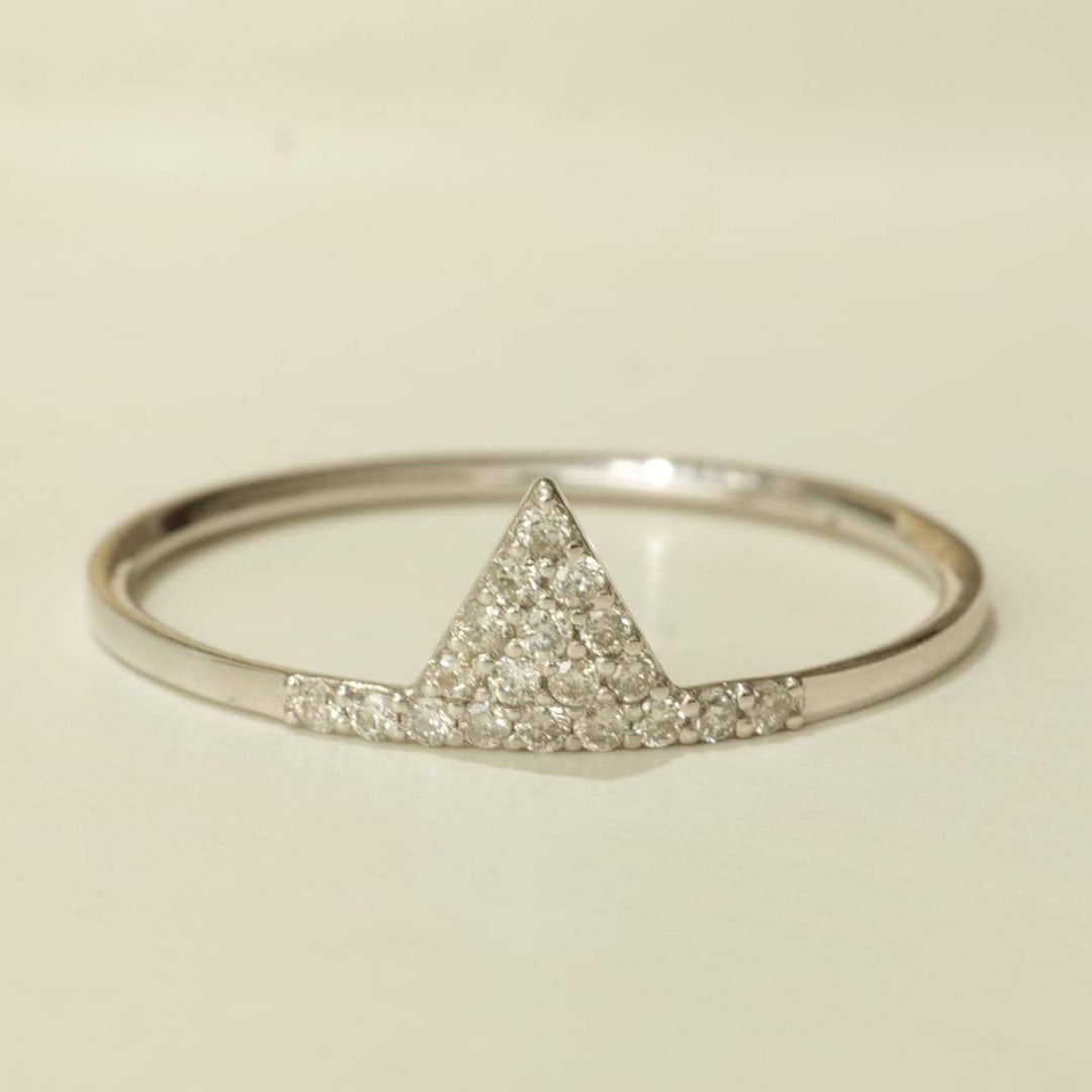 Triangle Diamond Ring, 14k Solid Gold, Natural Diamonds, Stackable Minimalist Ring, Everyday Geometric Jewelry, Certified Jewelry