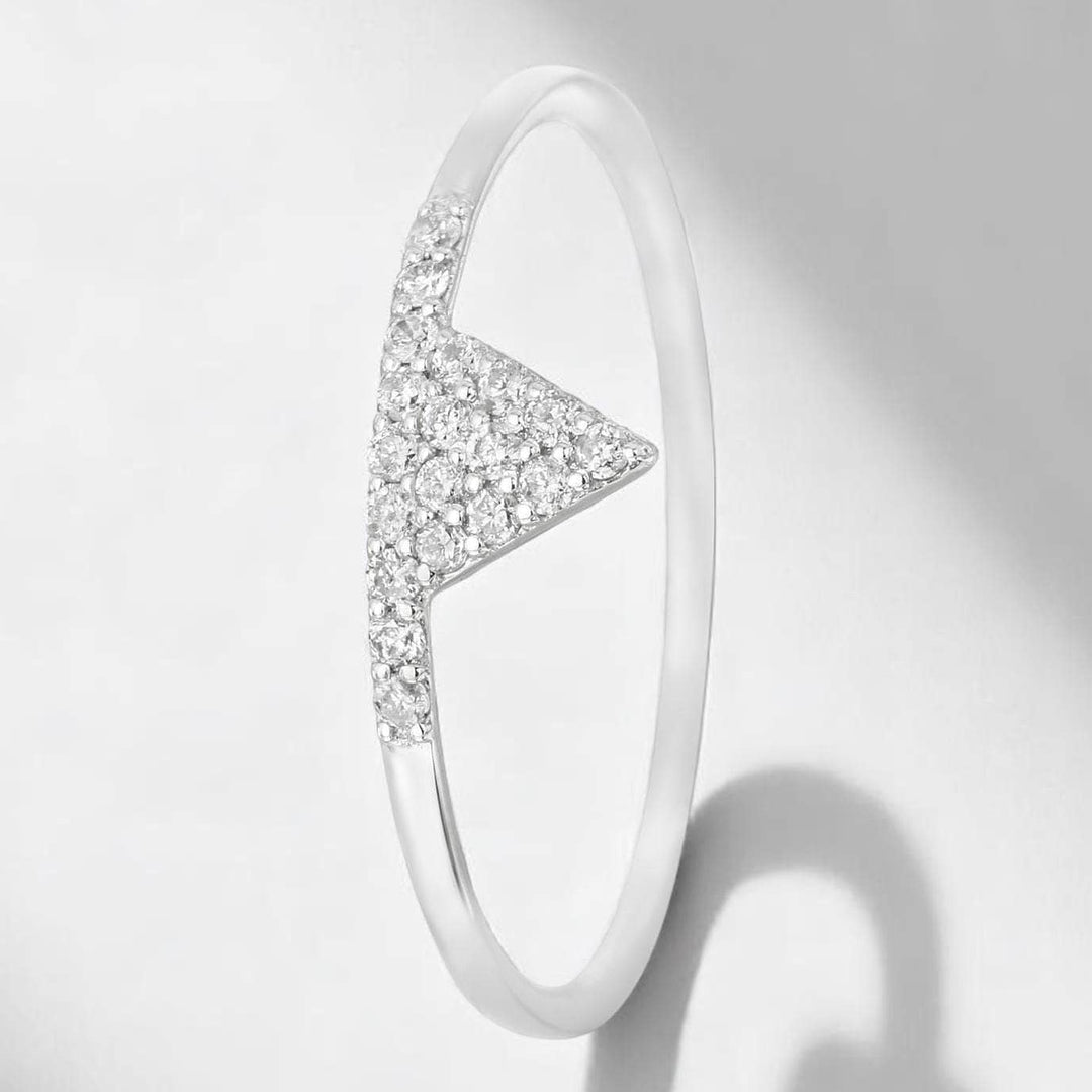 Triangle Diamond Ring, 14k Solid Gold, Natural Diamonds, Stackable Minimalist Ring, Everyday Geometric Jewelry, Certified Jewelry
