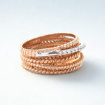 Load image into Gallery viewer, Twist Diamond Broad Band Ring, 14K Solid Gold, Criss Cross Ring, Natural Diamonds, Dual Tone Stackable Ring, Ready To Ship, Women&#39;s Day Gift
