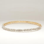 Load image into Gallery viewer, Cluster Diamond Bracelet, 14k Solid Gold, Natural Diamonds, Dual Tone Bracelet, Layered Statement Jewelry, Ready To Ship, IGI Certified
