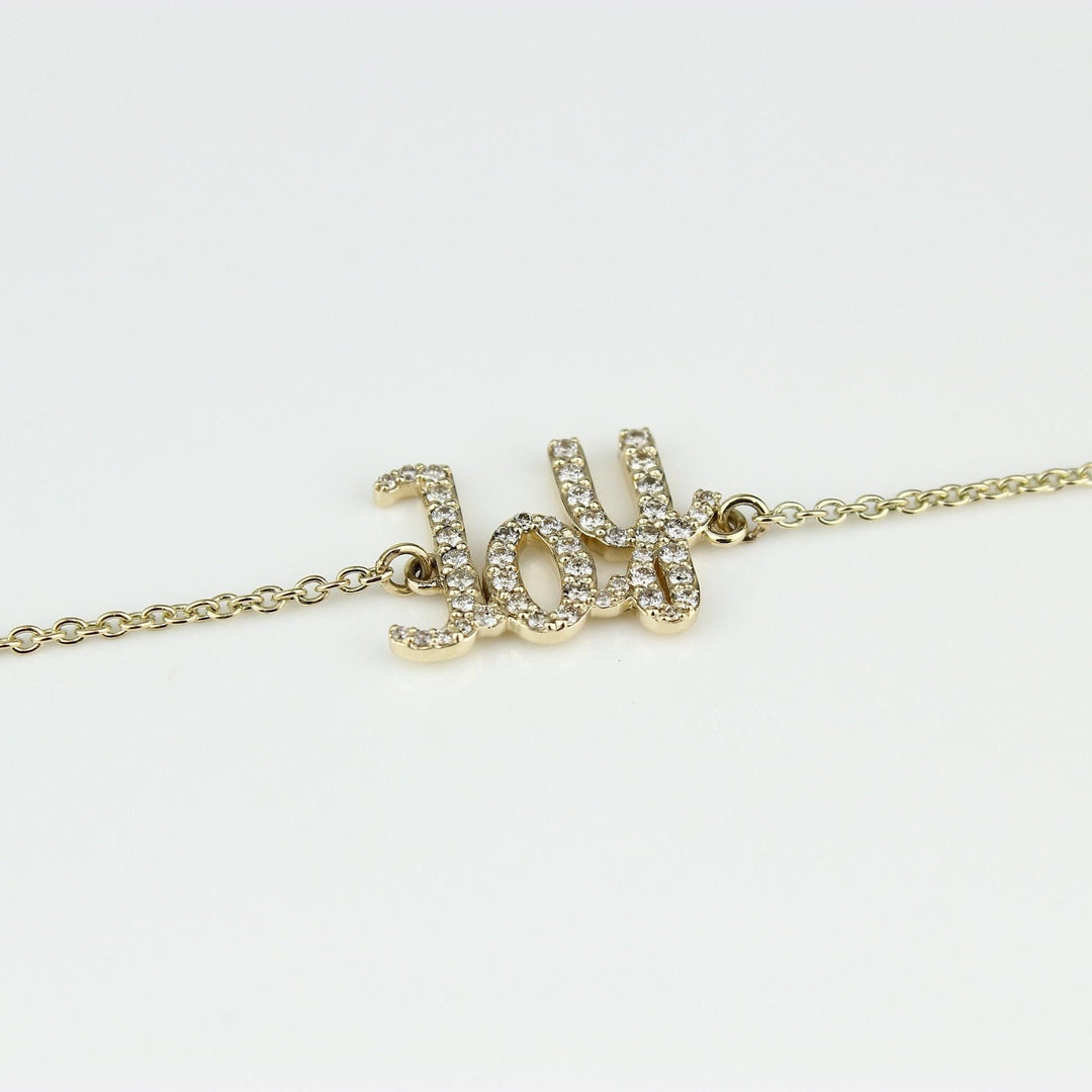 Joy Diamond Bracelet, 14k Solid Gold, Natural Diamonds, Affirmation Jewelry, Everyday Diamond Jewelry, Ready To Ship, Women&#39;s Day Gift