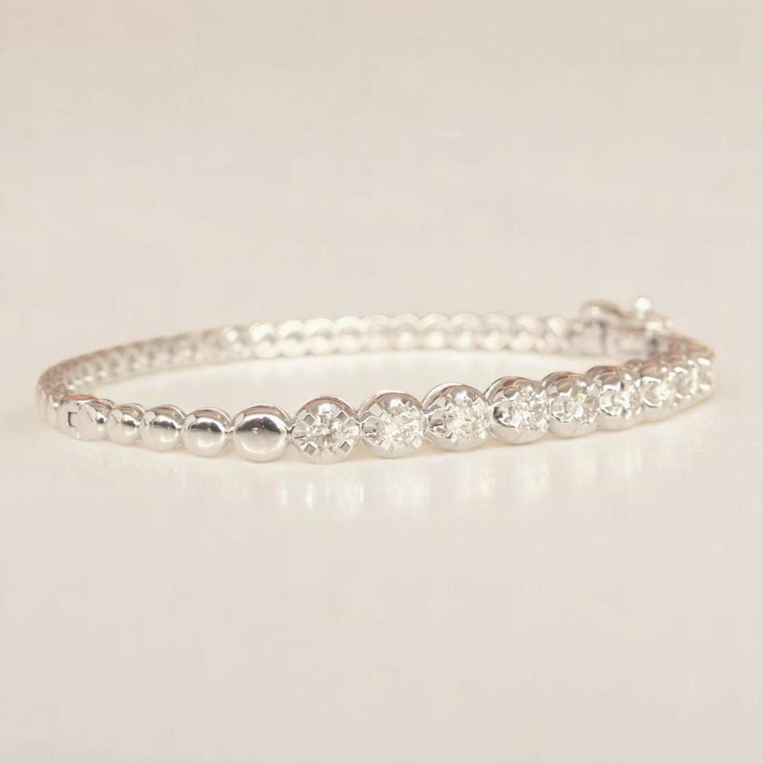 Solitaire Diamond Bracelet In 14kt Solid Gold, Illusion Setting With Natural Diamonds, Ready To Ship, Women&#39;s Day Gift