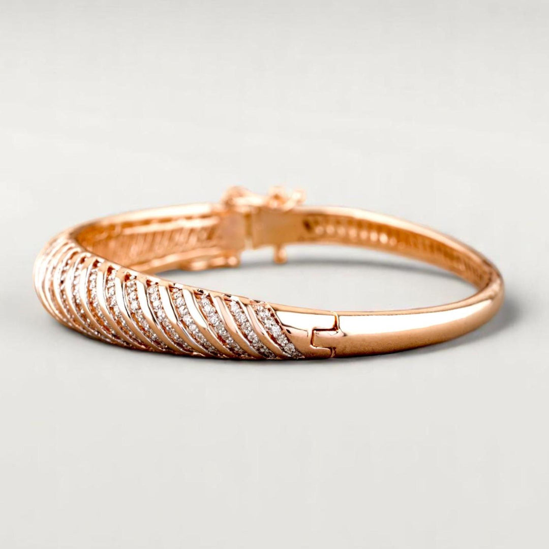 Statement Diamond Bangle Bracelet in 14k Solid Gold, Hinged Bracelet, Natural Diamonds, Ready To Ship, HRD Certified