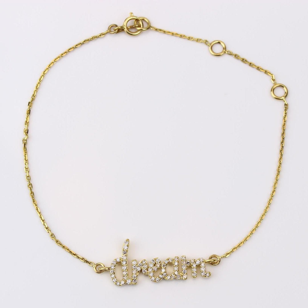 Dream Chain Diamond Bracelet, 14k Gold, Natural Diamonds,  Inspirational Jewelry, Handcrafted Jewelry, Ready To Ship, Women&#39;s Day Gift